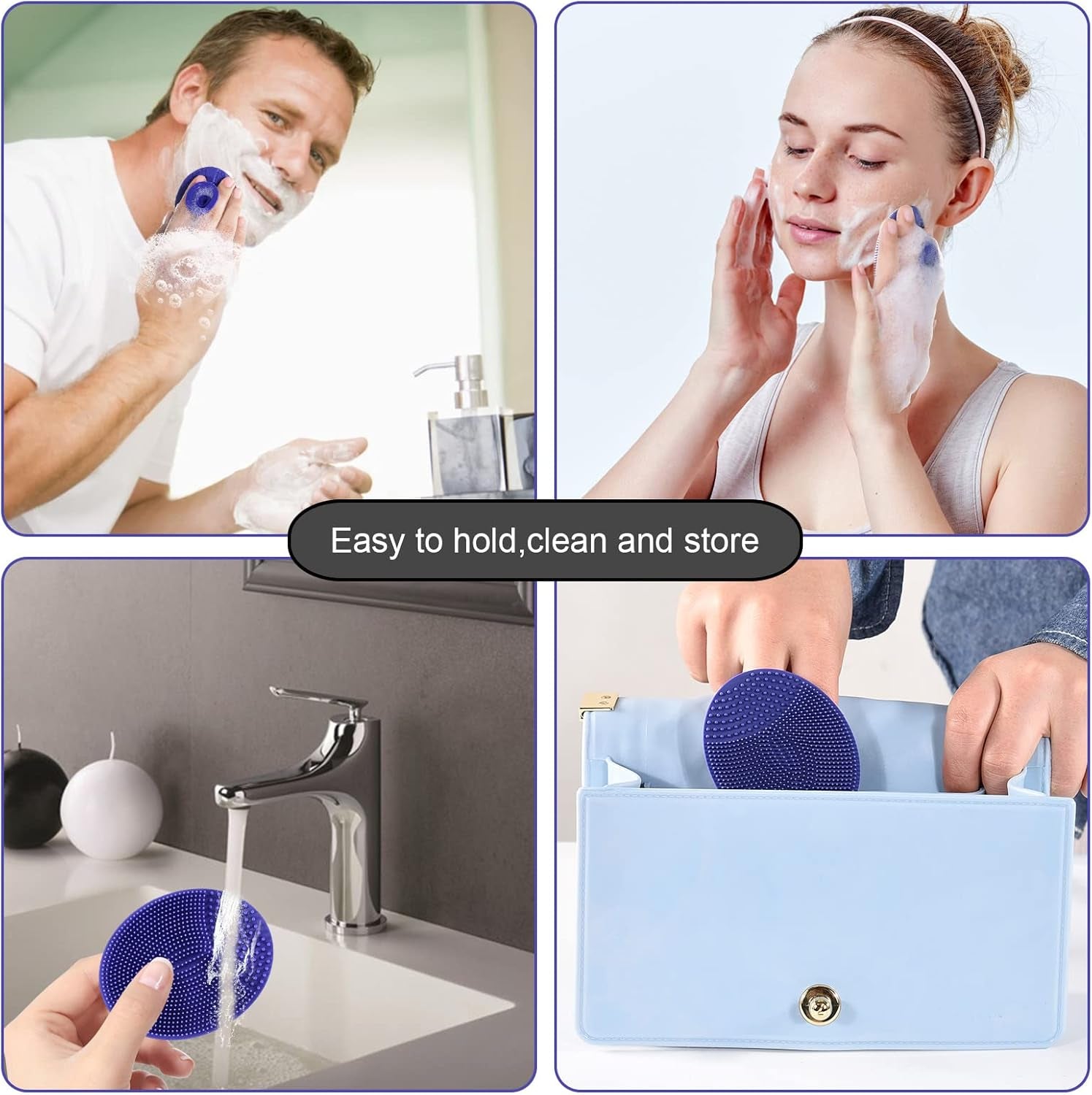 Limpiador Facial De Silicona, Exfoliante, Cepillo Facial Manual, Removedor De Puntos Negros, Cerdas Suaves De Grado Alimenticio (Paquete De 4)