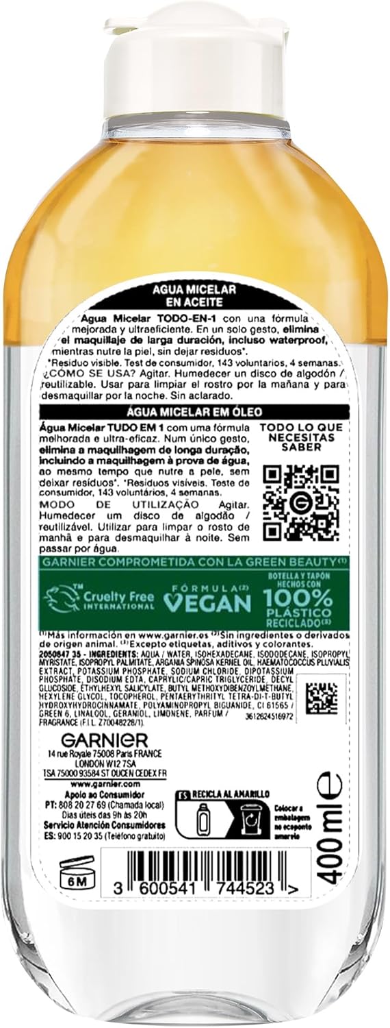 GARNIER Skin Active, Agua micelar 400ML