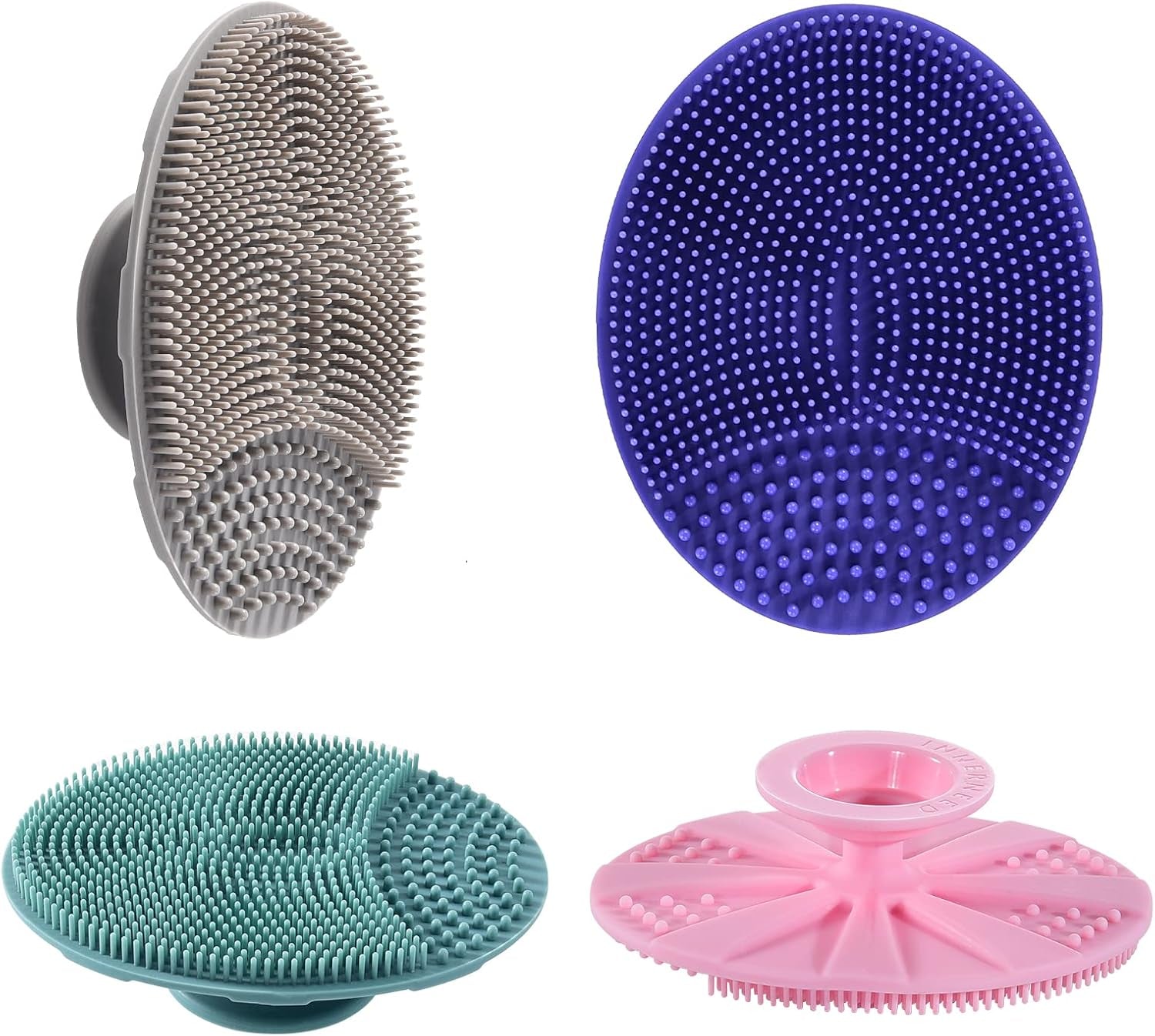 Limpiador Facial De Silicona, Exfoliante, Cepillo Facial Manual, Removedor De Puntos Negros, Cerdas Suaves De Grado Alimenticio (Paquete De 4)
