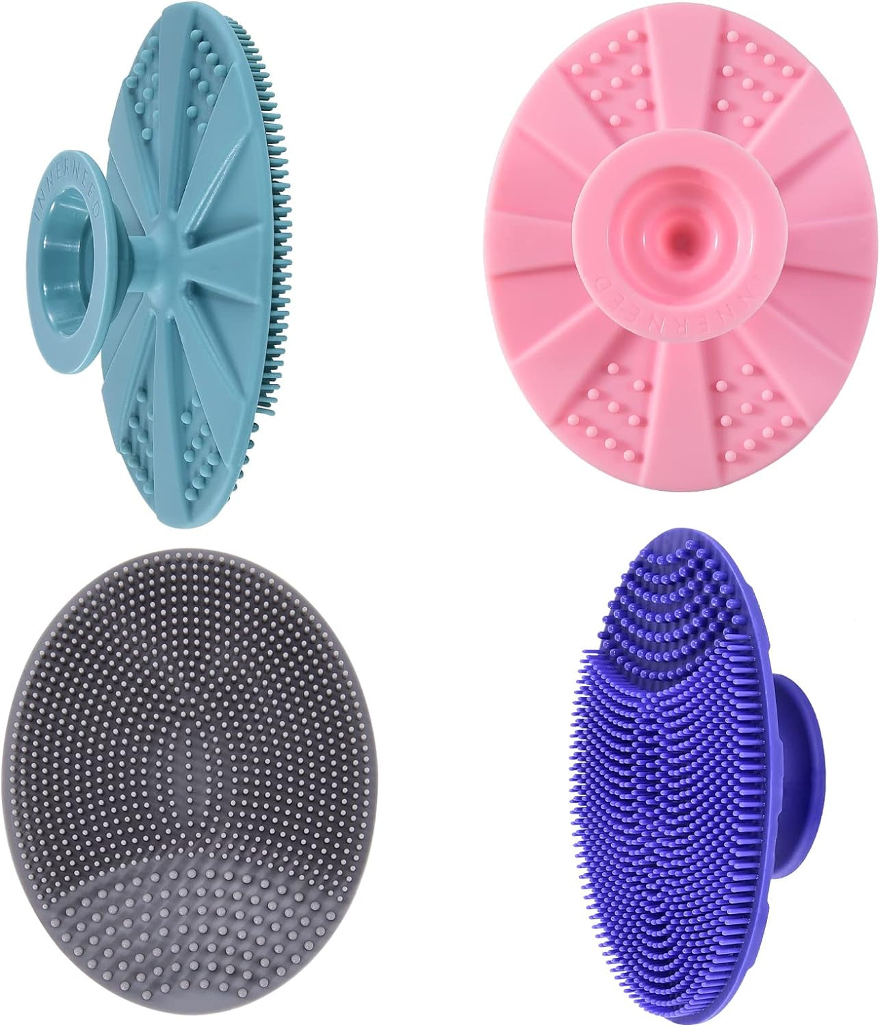 Limpiador Facial De Silicona, Exfoliante, Cepillo Facial Manual, Removedor De Puntos Negros, Cerdas Suaves De Grado Alimenticio (Paquete De 4)
