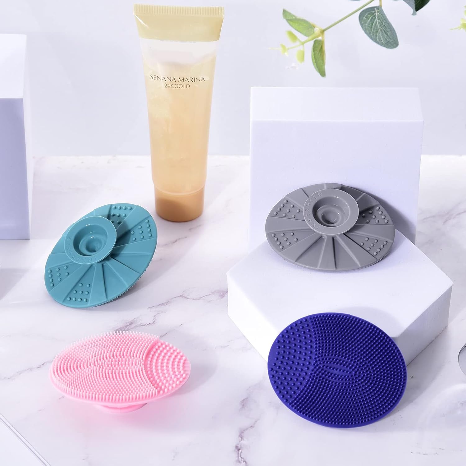 Limpiador Facial De Silicona, Exfoliante, Cepillo Facial Manual, Removedor De Puntos Negros, Cerdas Suaves De Grado Alimenticio (Paquete De 4)